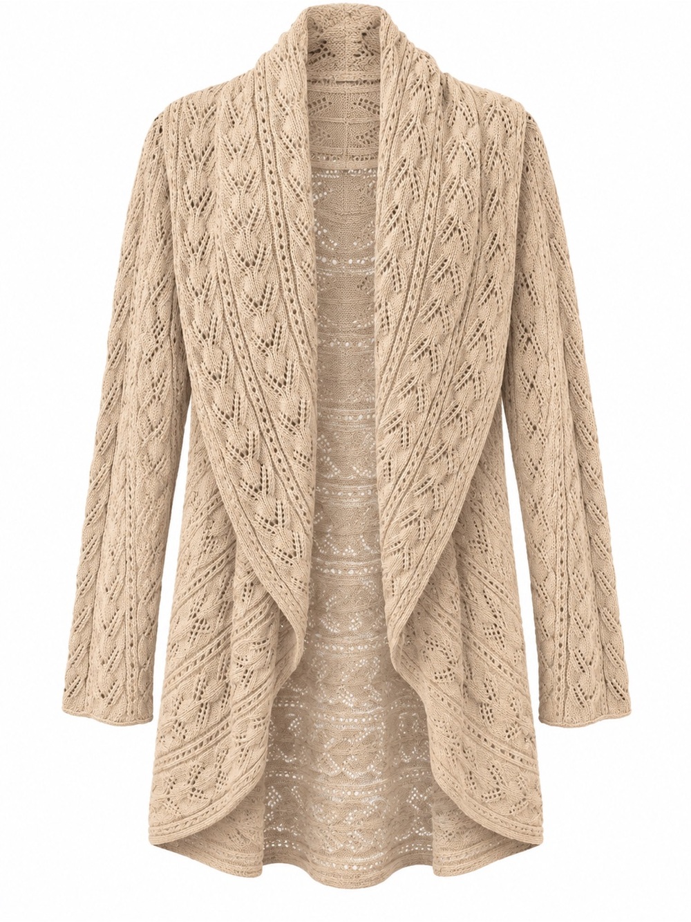 Cabi Cream 100% Cotton Pointelle Circle Cardigan Sweater L - Picture 3 of 5